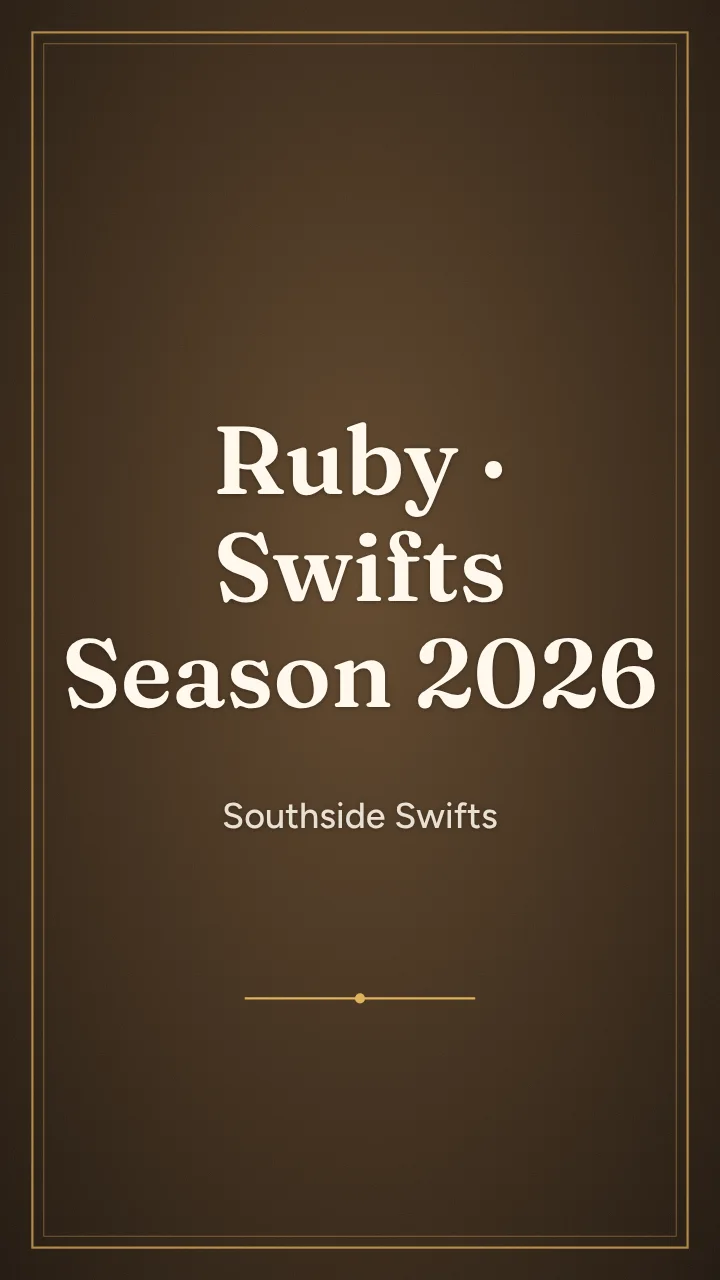 Title card: Ruby · Swifts Season 2026